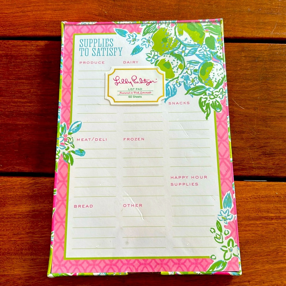 Lilly Pulitzer List Pad NWT | Supplies to Satisfy | Pink Lemonade